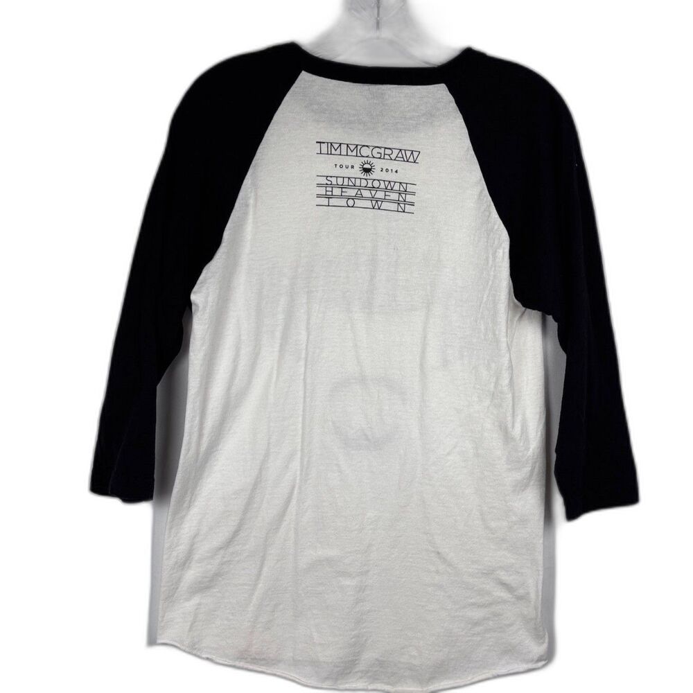 Tim McGraw Sundown Heaven Town Tour 2014 Raglan Baseball Shirt 3/4 Sleeve Sz S - Picture 2 of 8